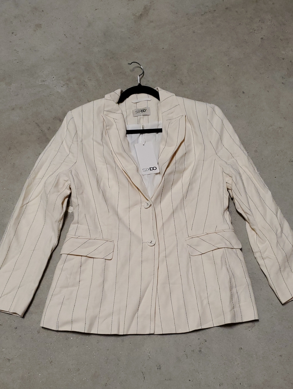Nwt 100% Linen Cream Pinstripe Women's Blazer